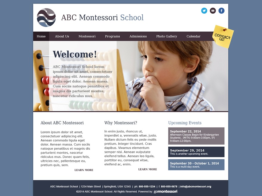 Template 11 Theme WordPress theme by Go Montessori