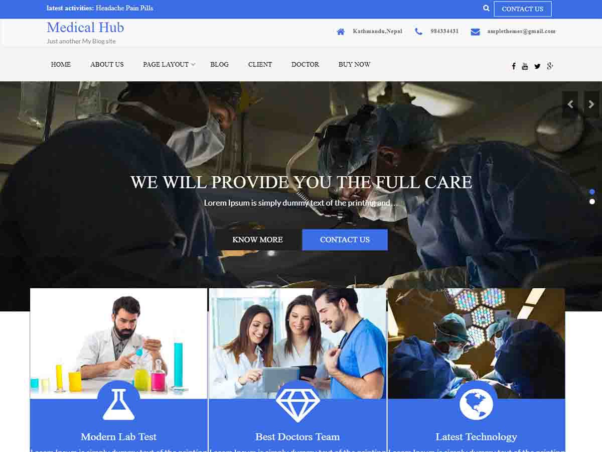 Medical Hub WordPress shopping theme