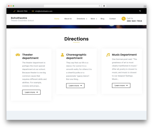 Business Capital WordPress theme design - bohotheatre.com