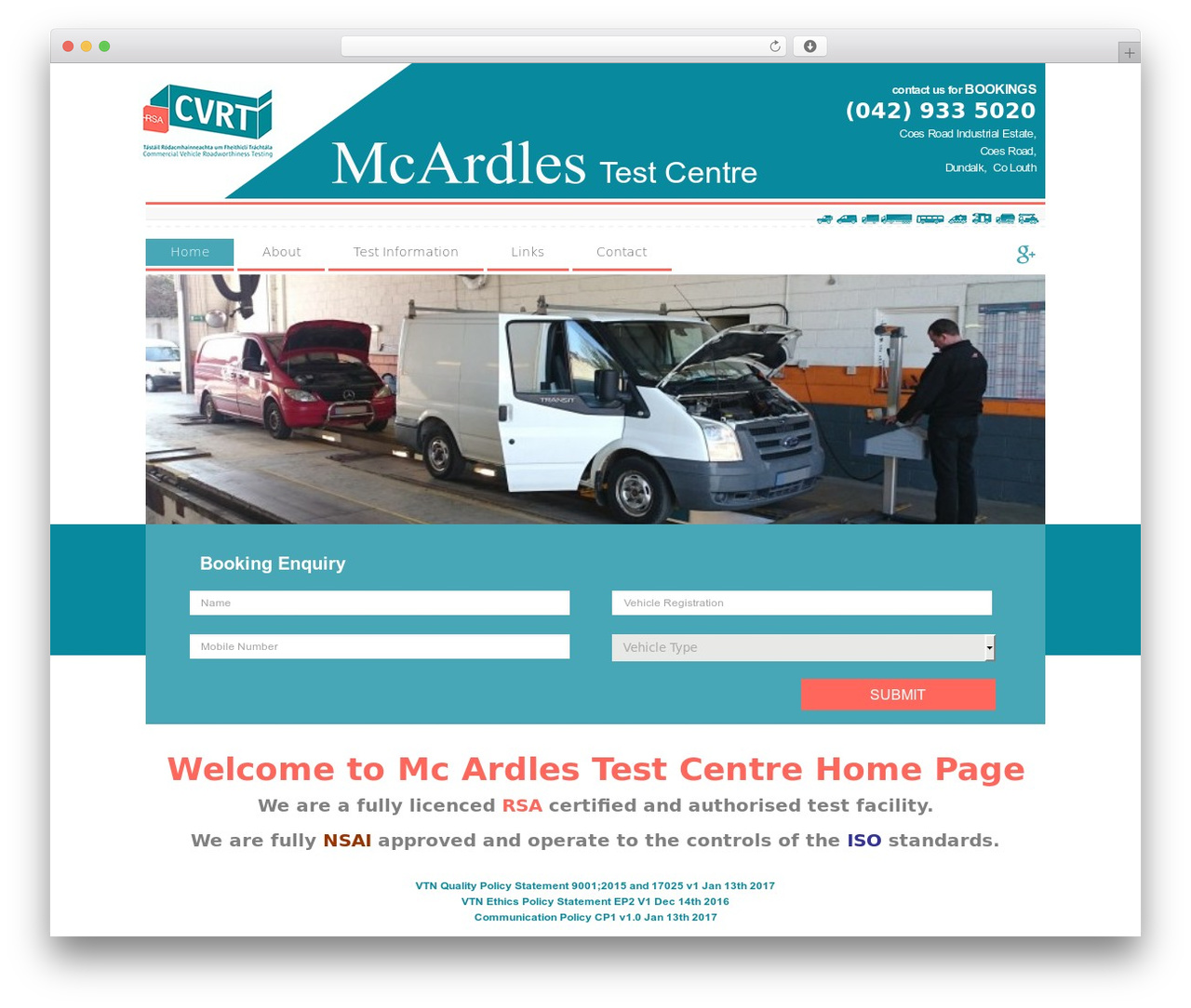 WordPress theme Canvas - mcardlestestcentre.ie