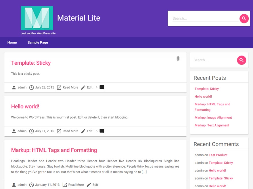 Min format. Material Lite. Material Design Lite.