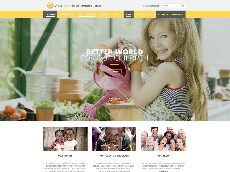 Unity Child WordPress theme by the WPOpal team