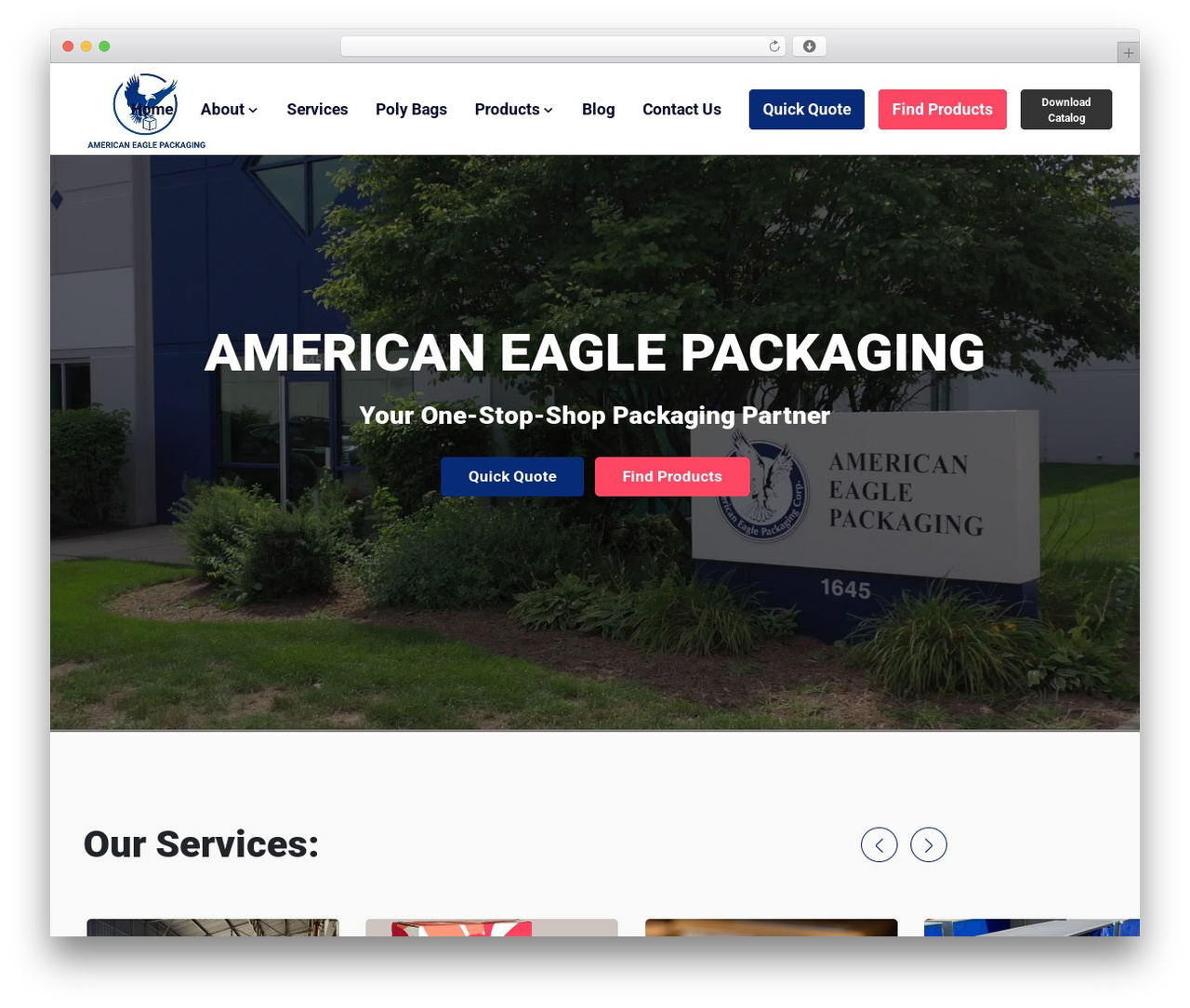 American Eagle Packaging WordPress theme - americaneaglepackaging.com