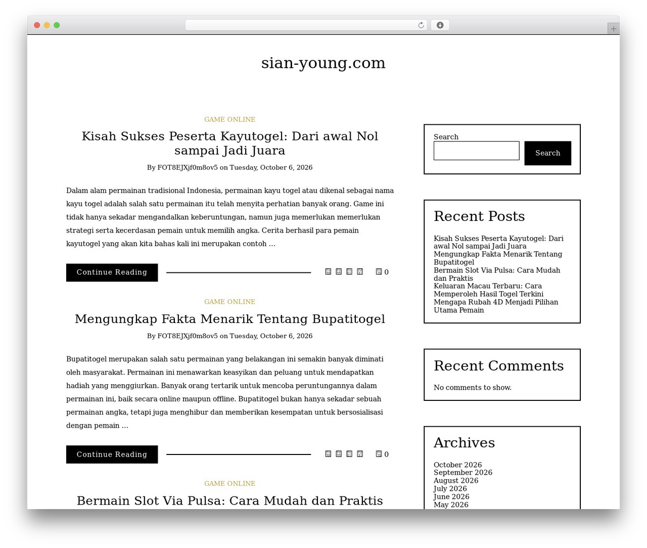 Writee WordPress theme - sian-young.com