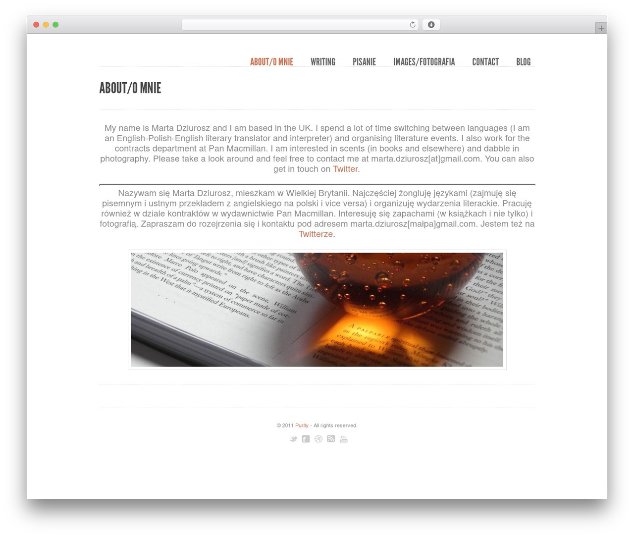 Purity WordPress theme - martadziurosz.com