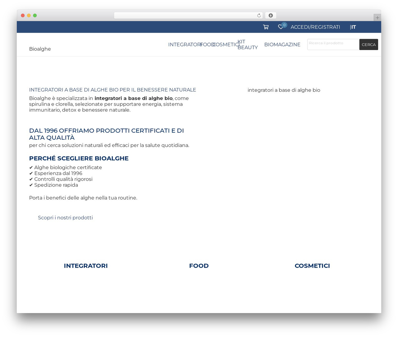 Impreza WordPress theme - bioalghe.it
