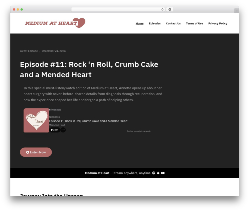 Podcast Plus WordPress theme - mediumatheartpod.com