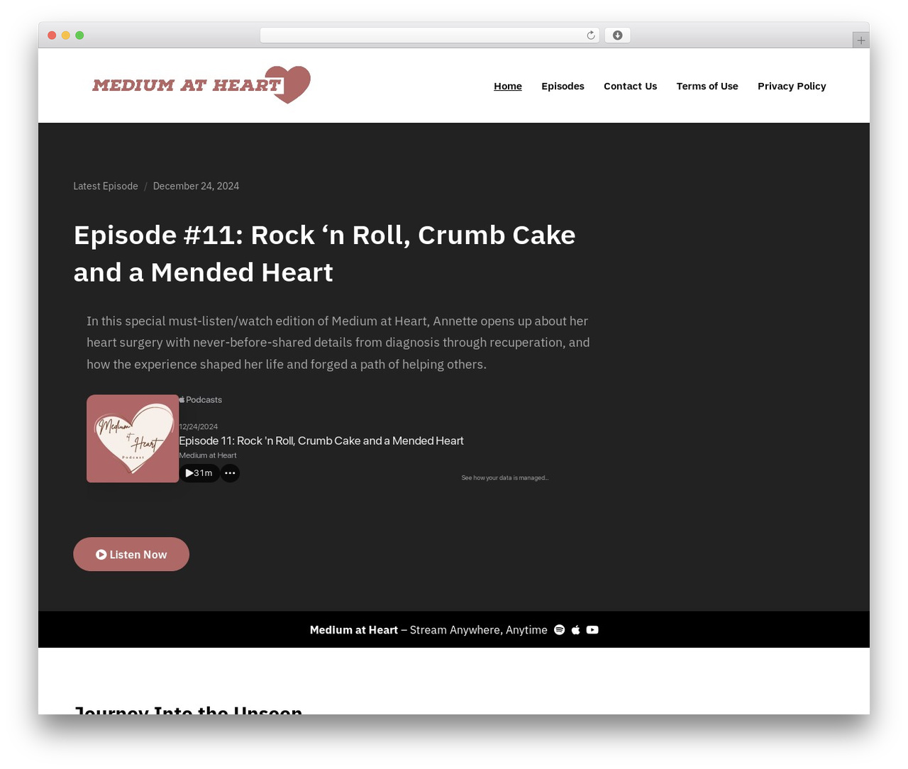 Podcast Plus WordPress theme - mediumatheartpod.com