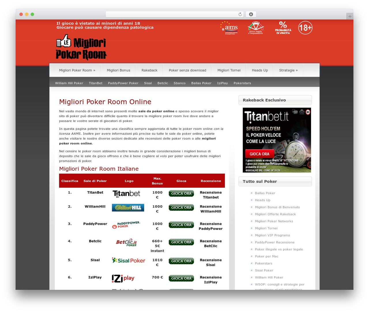 Simplism WordPress theme design - miglioripokerroom.it