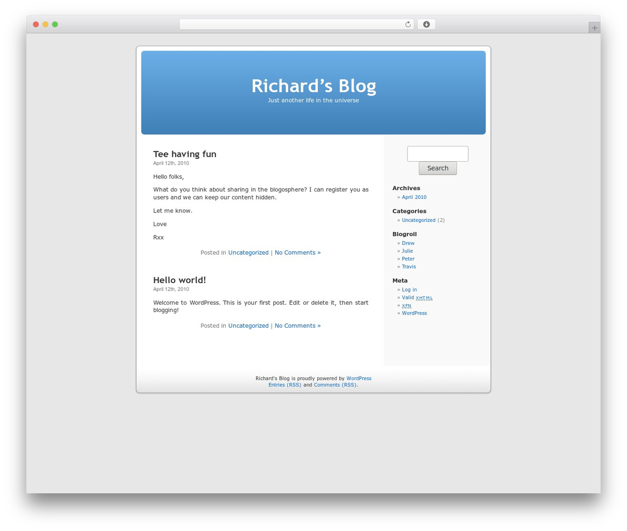 Default WordPress theme - max-lino.co.uk