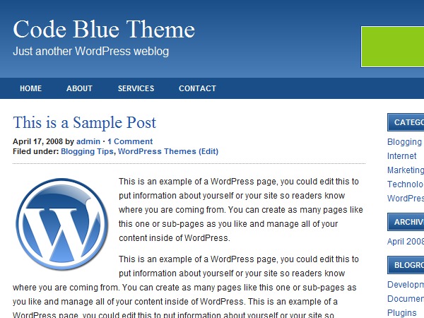 Code Blue WordPress website theme