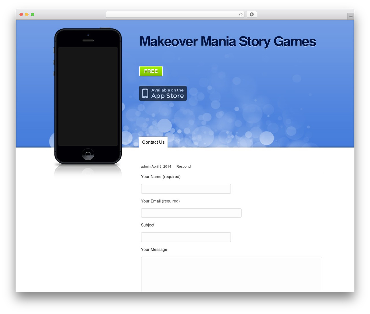 iPhone App WordPress gaming theme - makeovermaniastory.com