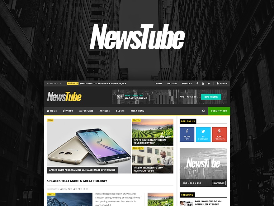 newstube WordPress magazine theme