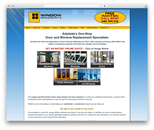 Window2 theme WordPress - windowreplacementssa.com.au