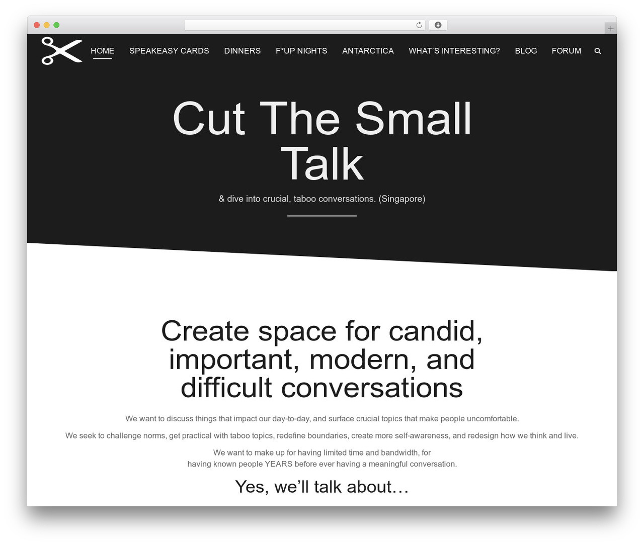 Angle WordPress theme - yes.cutthesmalltalk.com