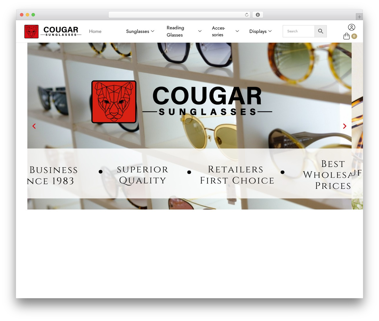 Codo WordPress store theme - cougarsunglasses.com