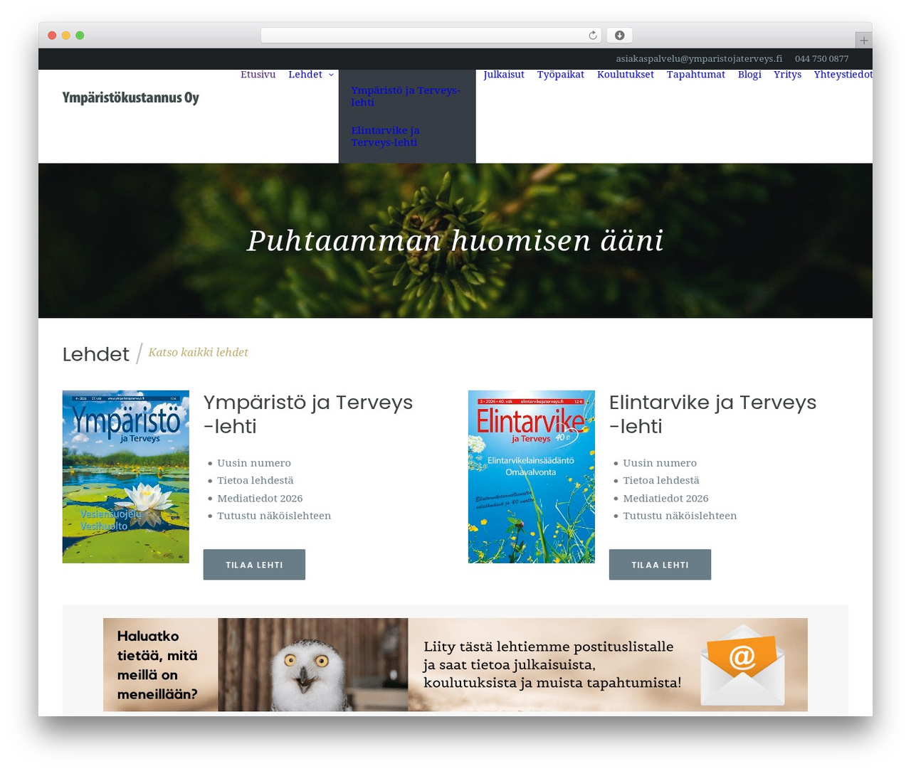 Uncode WP theme - ymparistojaterveys.fi