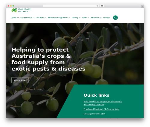 WordPress theme Coordinate: **PHA** - planthealthaustralia.com.au