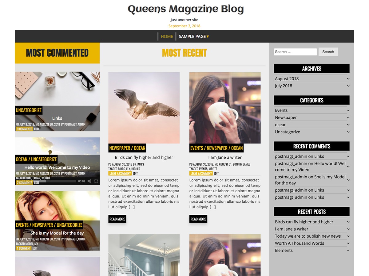Queens Magazine Blog WordPress news template