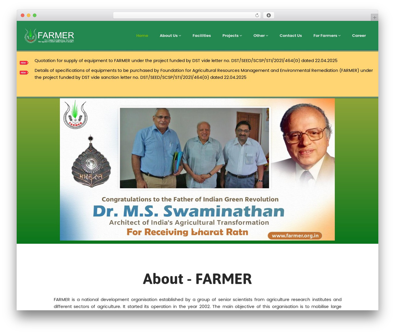 eFarm WordPress theme - farmer.org.in