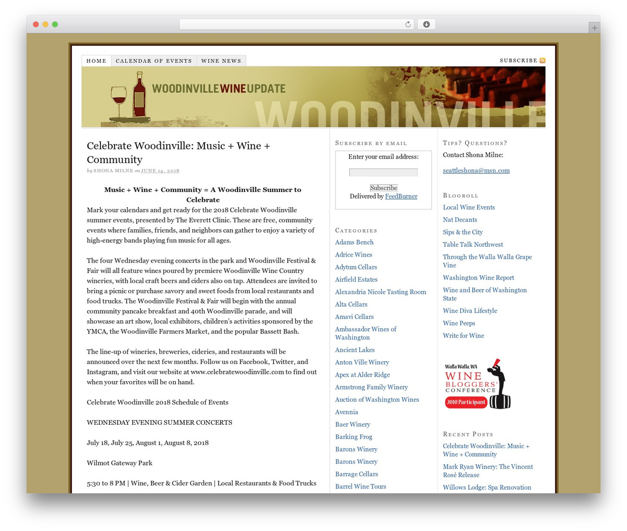 WordPress theme Thesis - woodinvillewineupdate.com