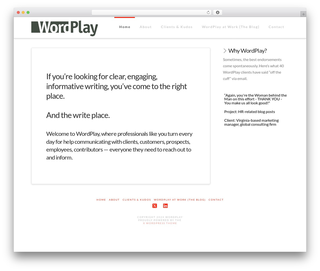 X WordPress website theme - wordplaywriting.com X WordPress website theme - wordplaywriting.com