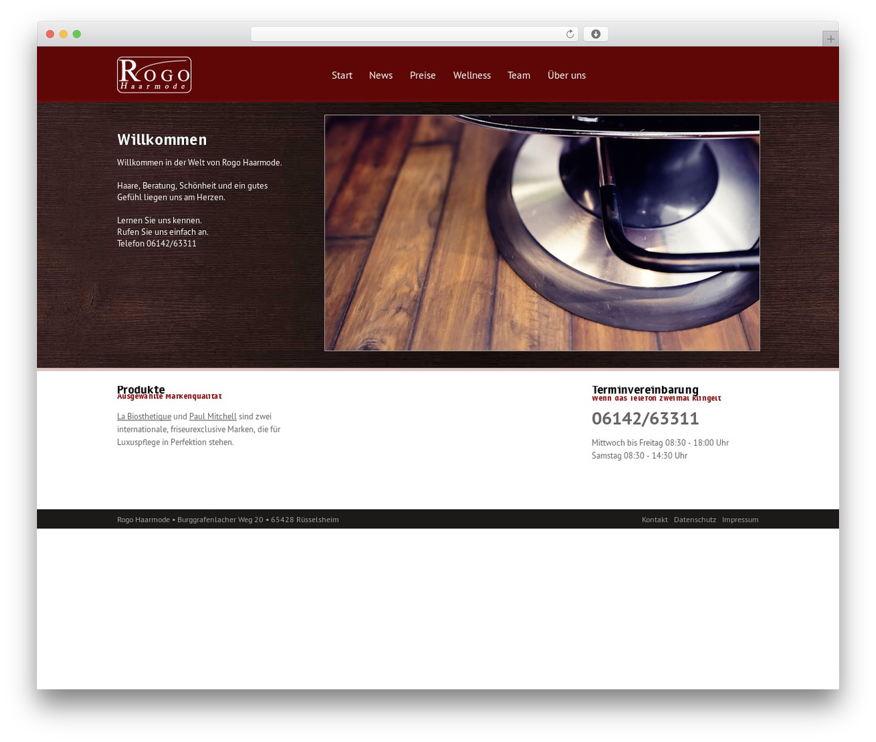 RogoHaarmode WordPress theme - rogohaarmode.de