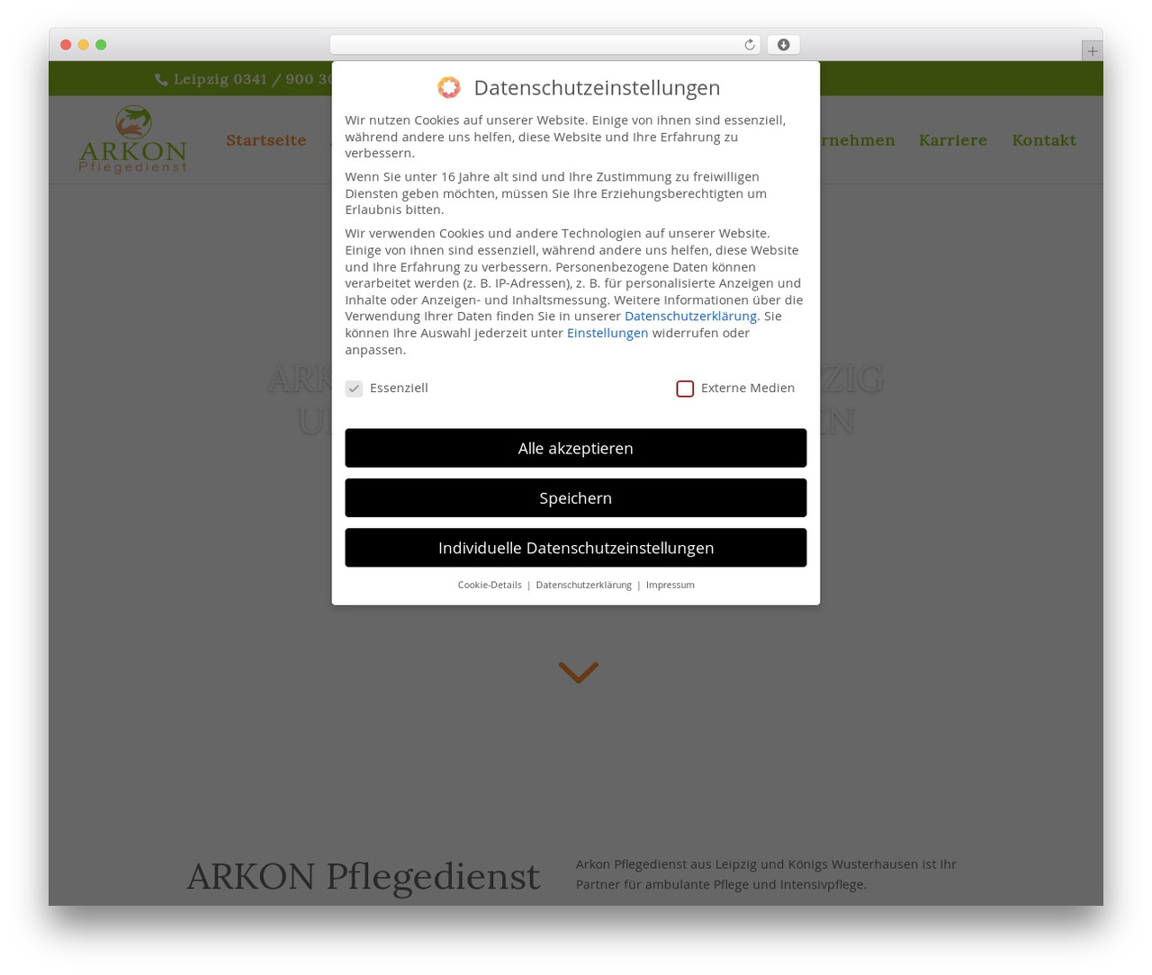 Theme WordPress Divi - arkon-pflegedienst.de