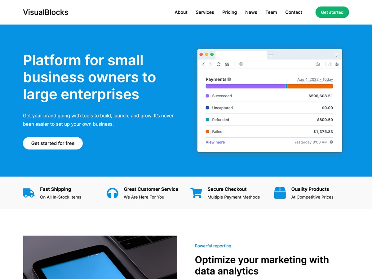 VisualBlocks theme WordPress by WPEnjoy