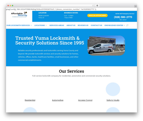 Divi WordPress theme - yumalocksmith.net