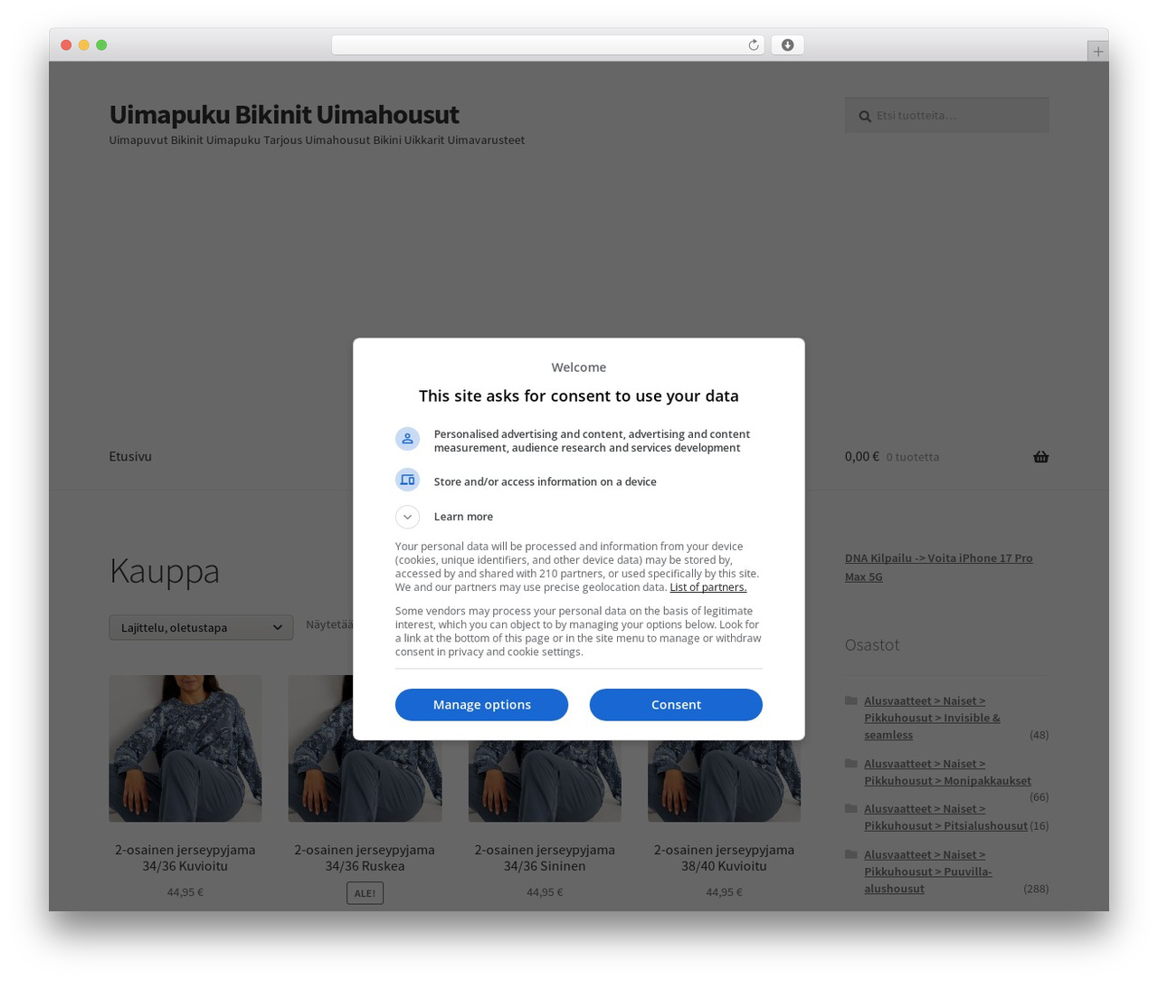WordPress theme Storefront - uimapuku.fi