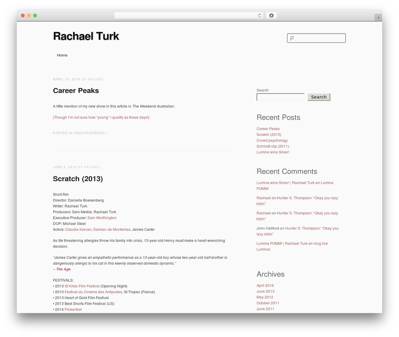 WordPress theme simpleX - rachaelturk.com