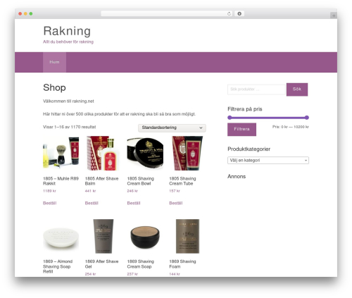 Shopping WordPress page theme - rakning.net