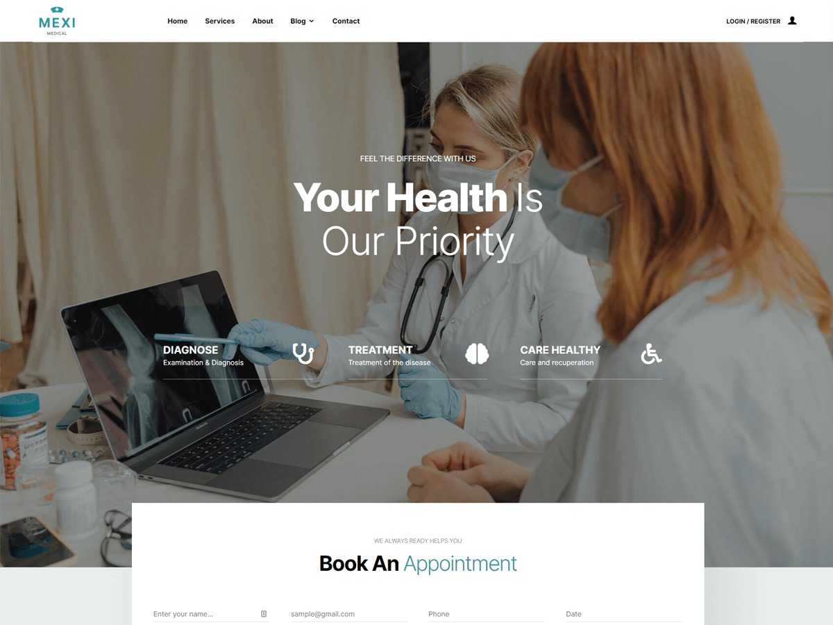 Mexi medical WordPress theme by ThemesHub