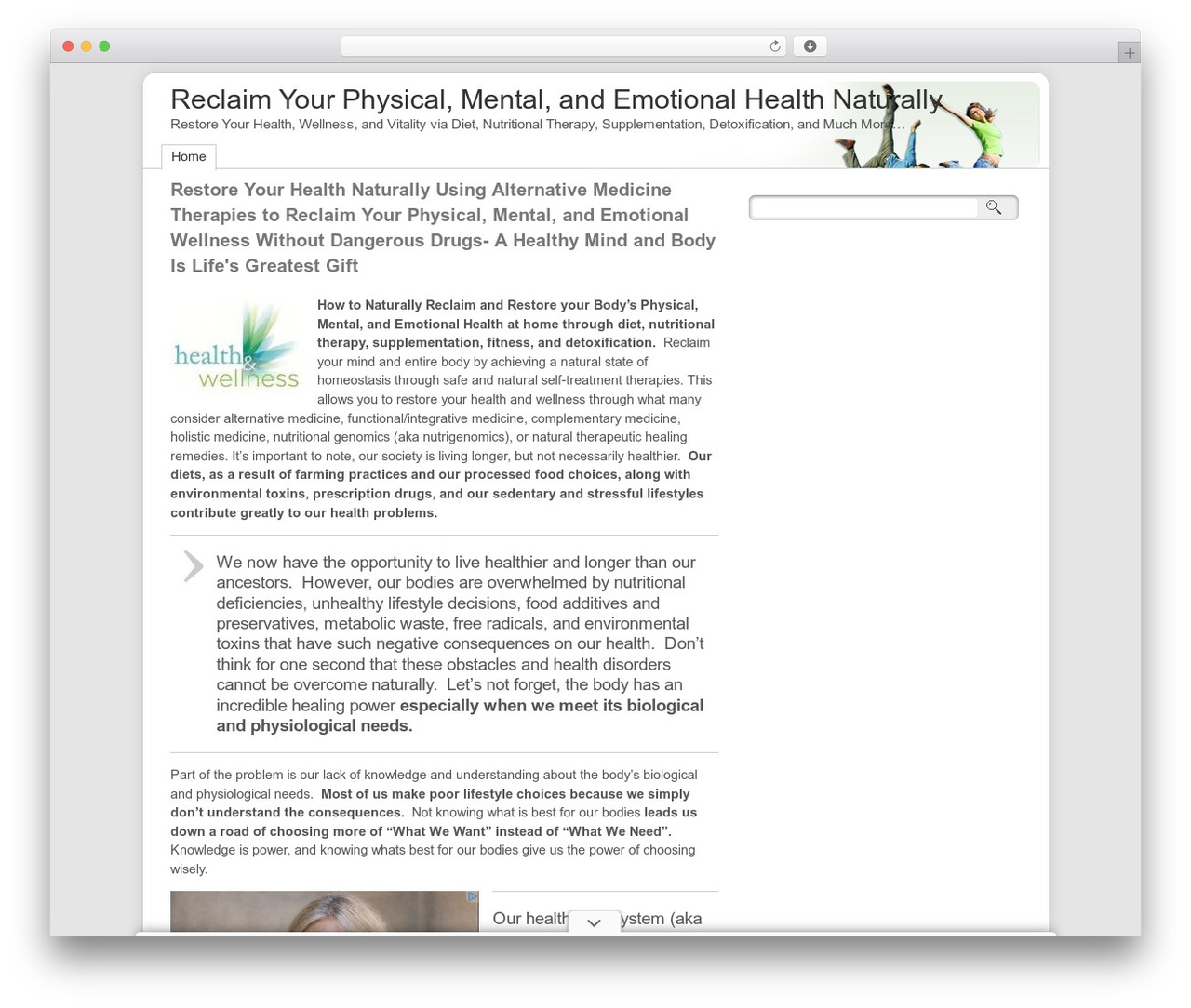 ClickBump WordPress theme - reclaimhealthnaturally.com