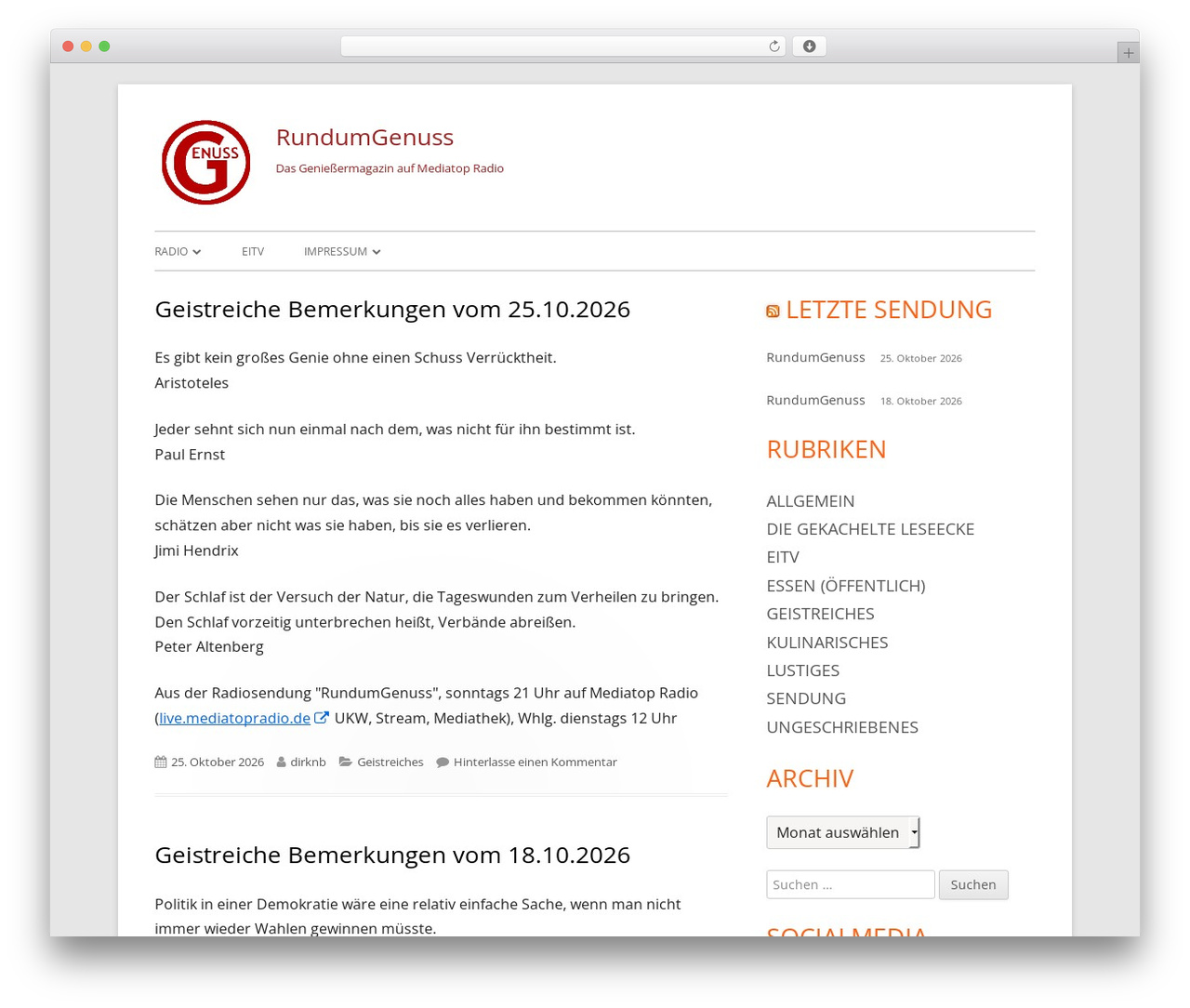 Tiny Framework free WordPress theme - rundumgenuss.de