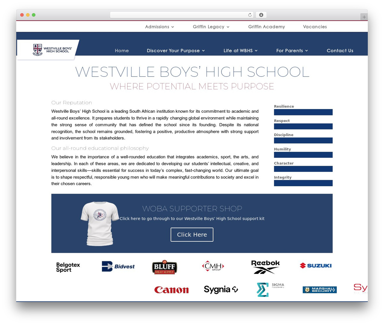 Divi WordPress website theme - wbhs.co.za
