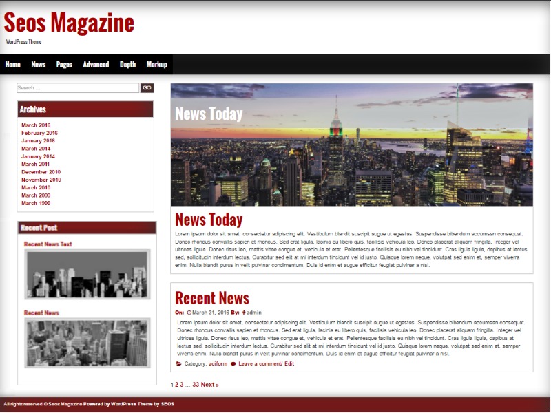 Seos Magazine WordPress news theme