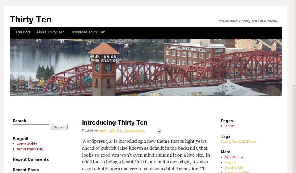 Thirty Ten WordPress theme