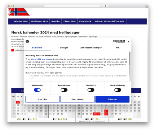 Bootstrap Basic WordPress theme design - norskkalender2018.no
