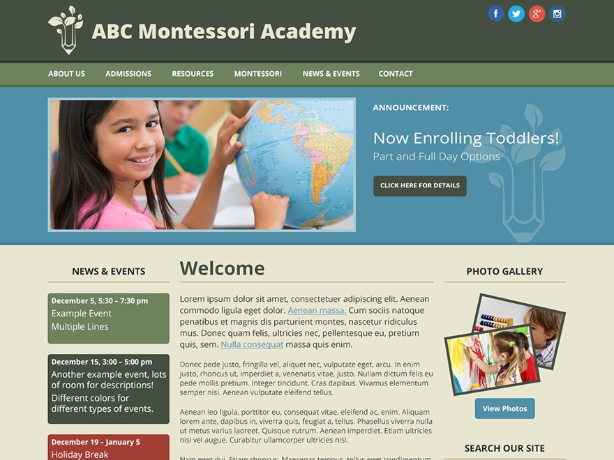 Theme WordPress Template #8 Theme by Go Montessori