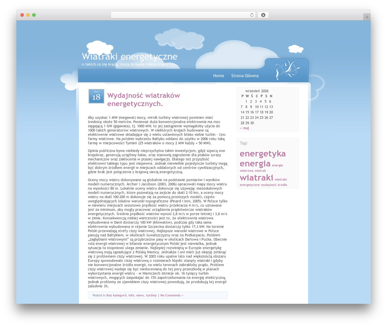 WordPress theme Fluffyclouds - wiatrakienergetyczne.pl