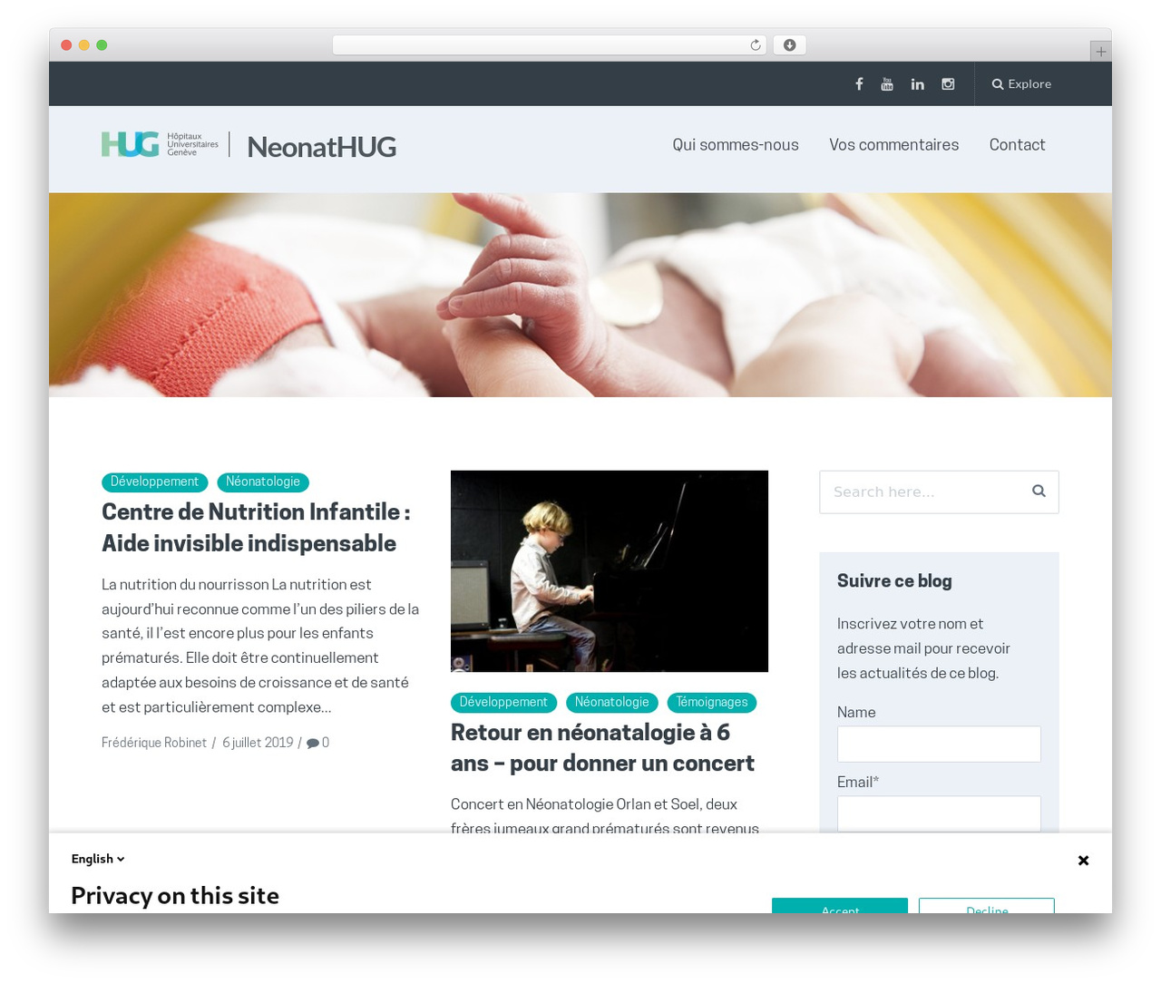 HUG Paperback theme WordPress - neonathug.ch