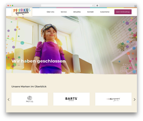 Bold top WordPress theme - pfiffikus-kindermoden.de