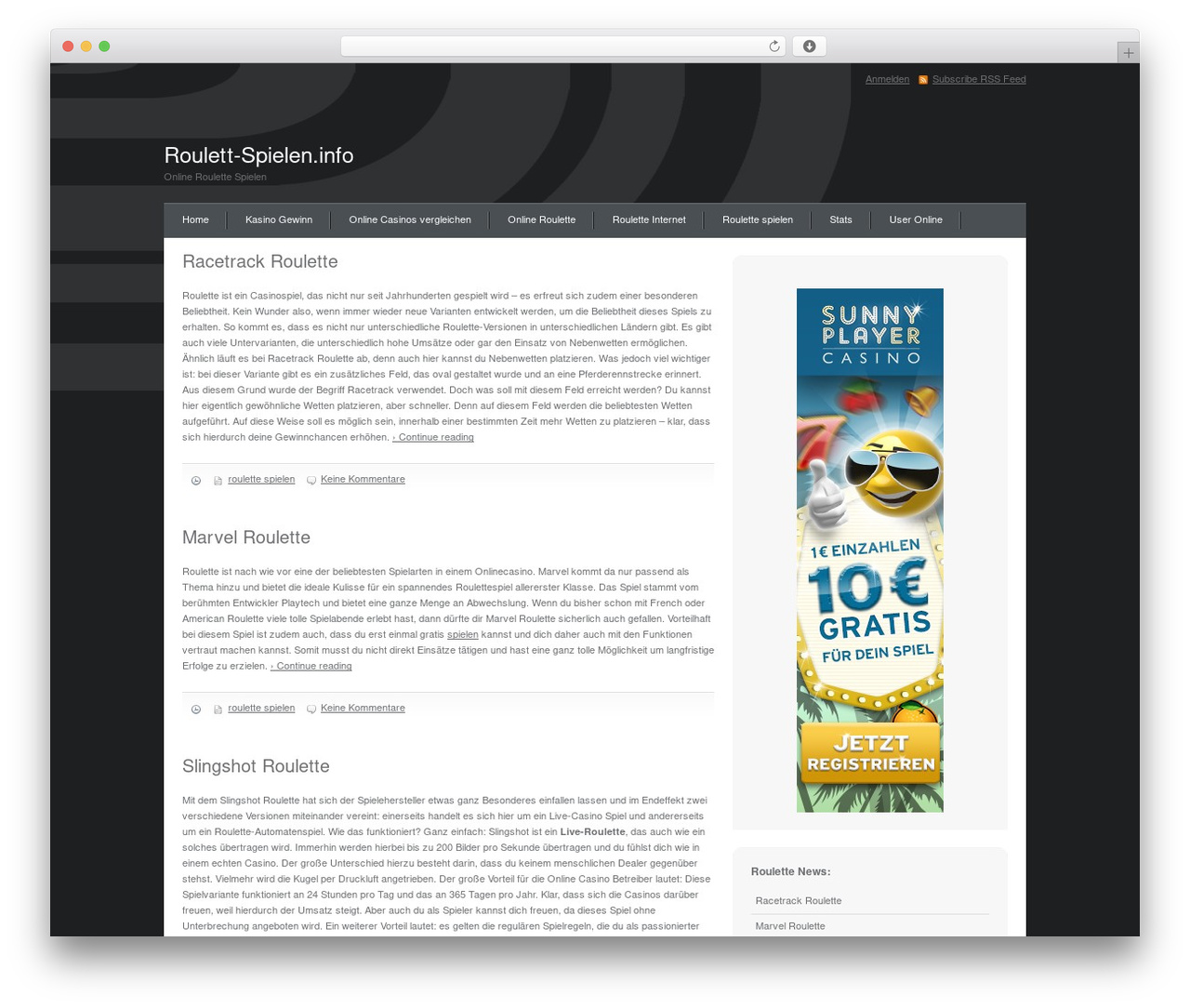 deFusion WordPress website theme - roulett-spielen.info