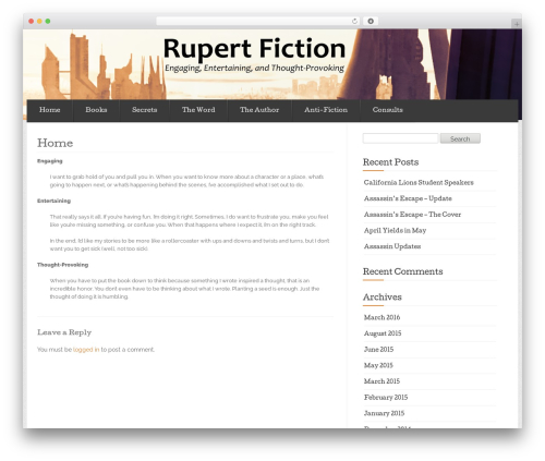 Eventbrite Venue WordPress website theme - rupert-fiction.com
