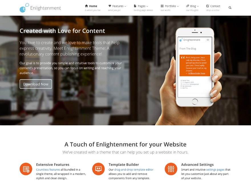 Enlightenment WordPress website template