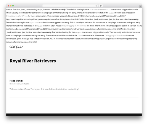 Corpus free WordPress theme - royalrivergoldens.com