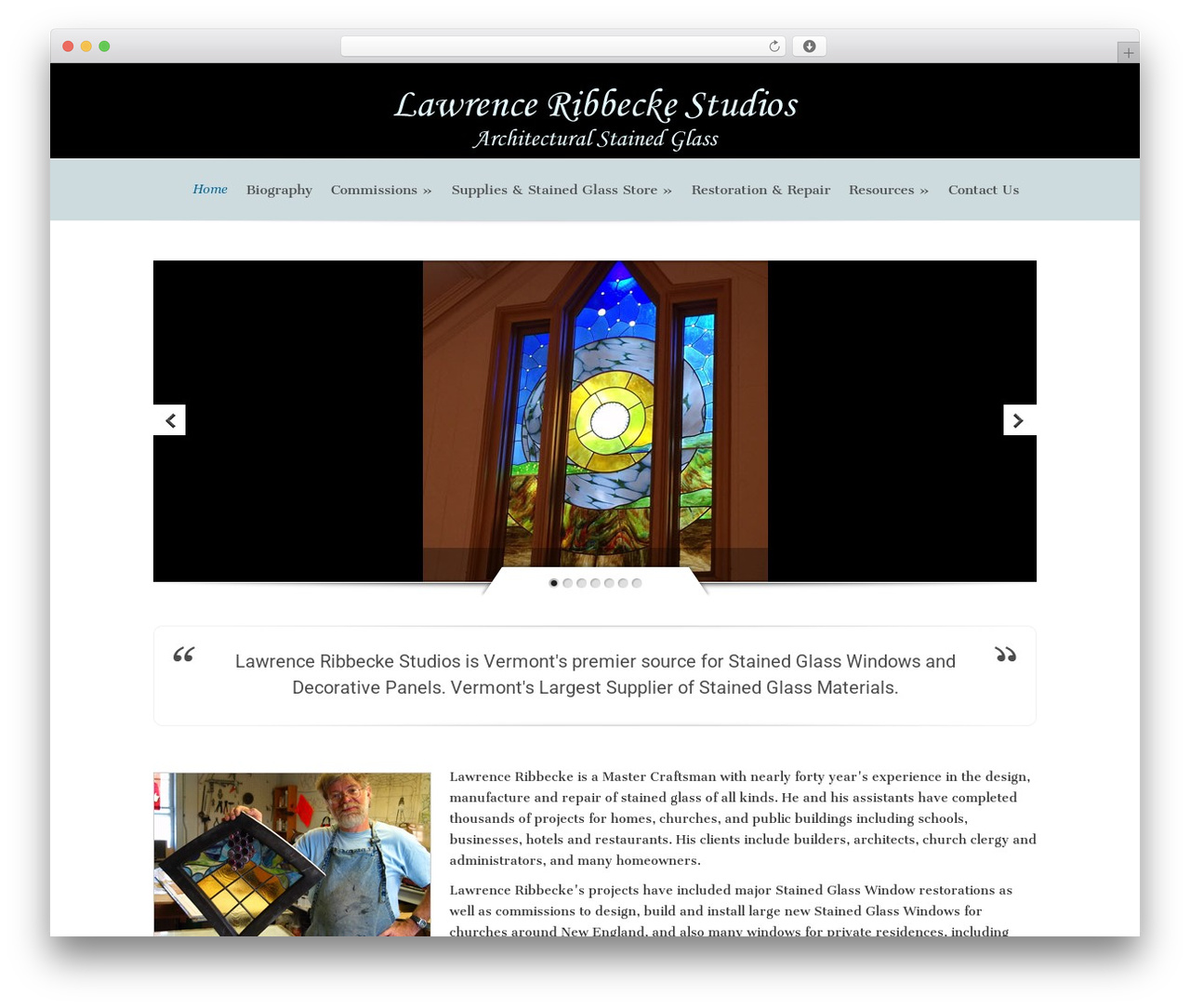 Evolution theme WordPress - ribbeckeglass.com