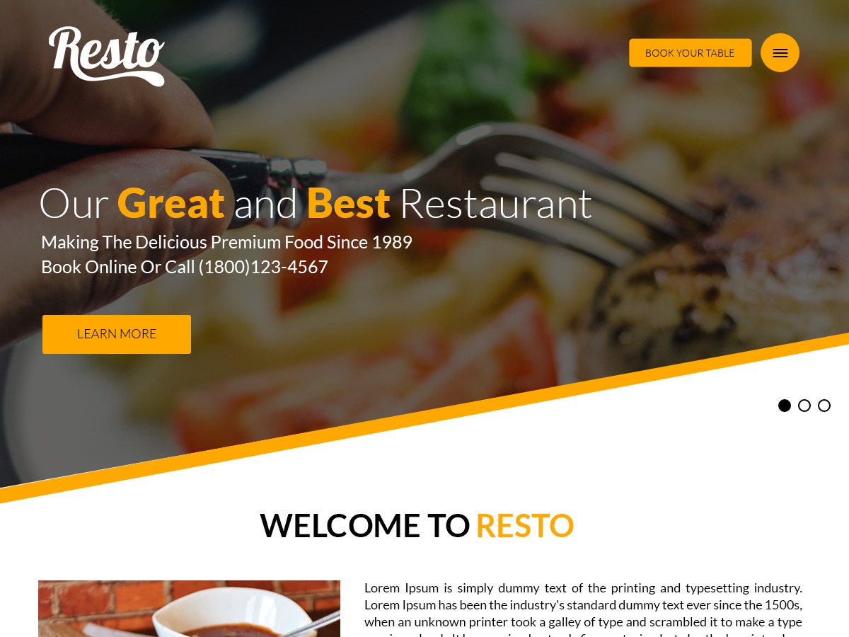 Resto WordPress template free
